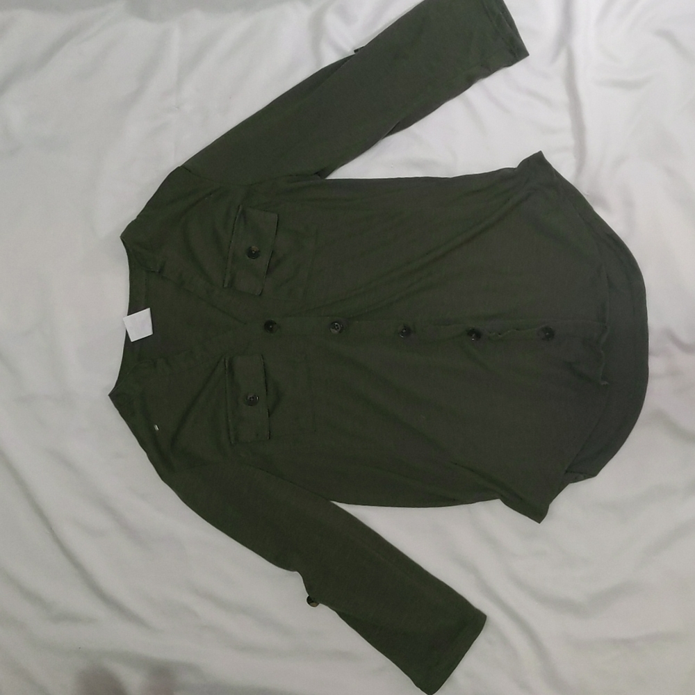 Women's dark green button down shirt